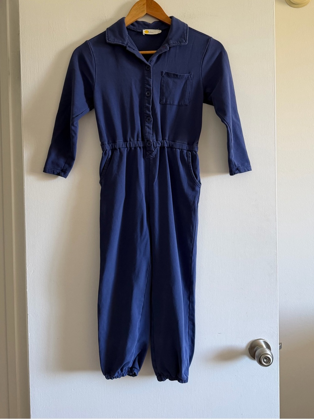 Boden Kids Girls Navy Blue Terry Cotton Long Sleeve Jumpsuit size 7-8Y EUC